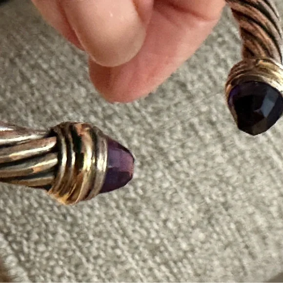David Yurman cable classic cuff bracelet with Amethyst stones - Picture 4 of 16